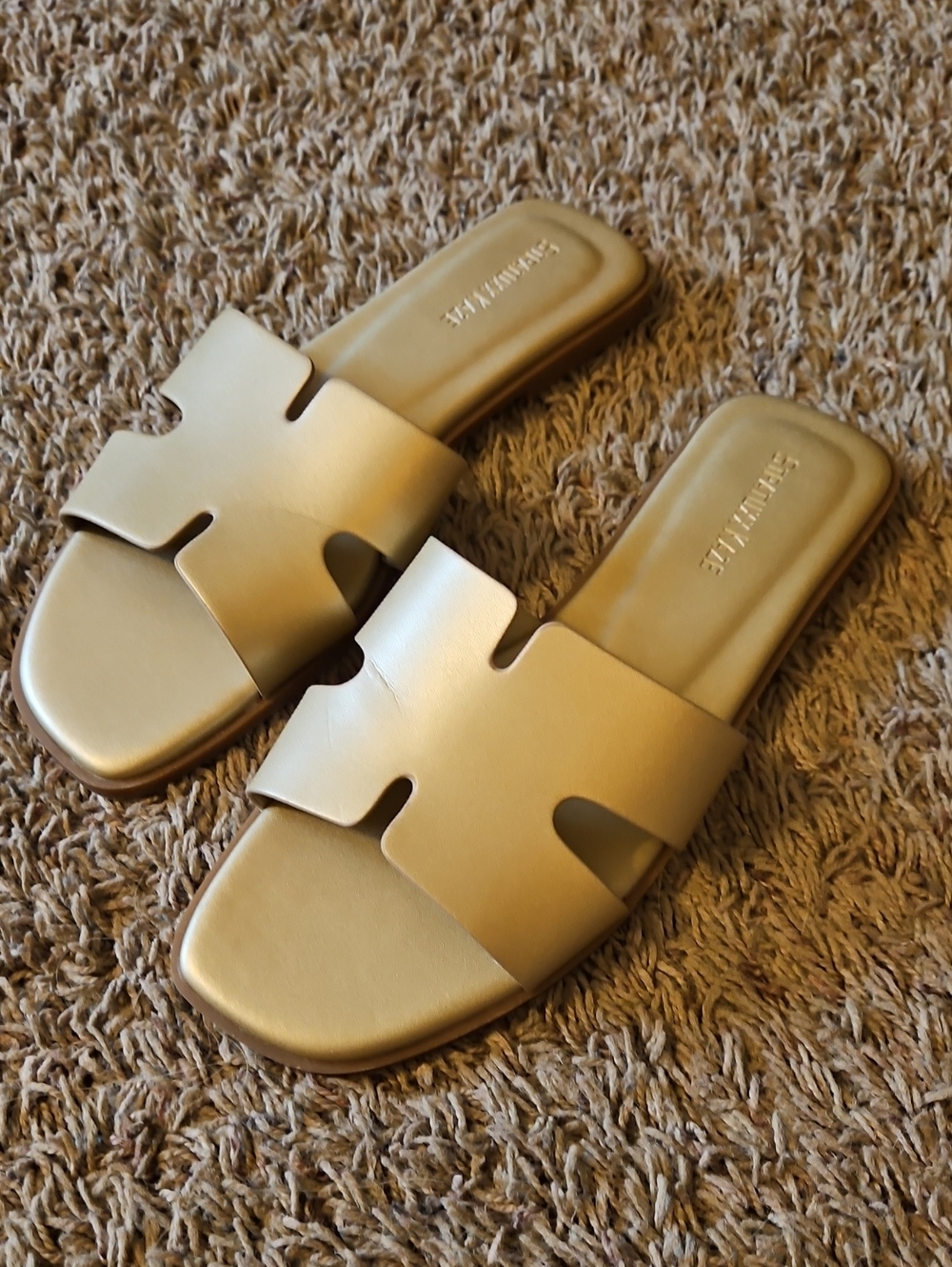 Metallic Gold Slide Sandals